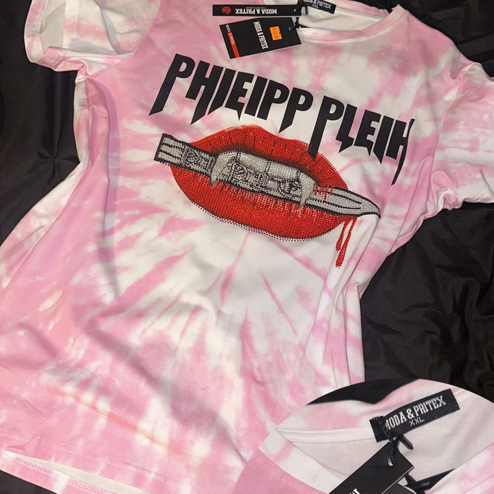 Philipp Plein Pink Tie-Dye Shirt